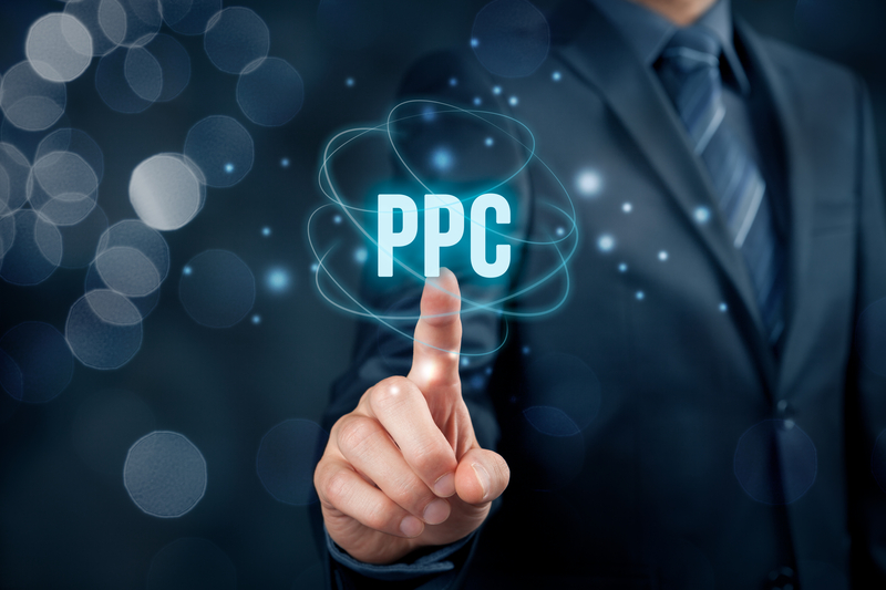 PPC concept. PPC pay per click, cost per click method concept - internet advertising model, e-commerce, micropayment.