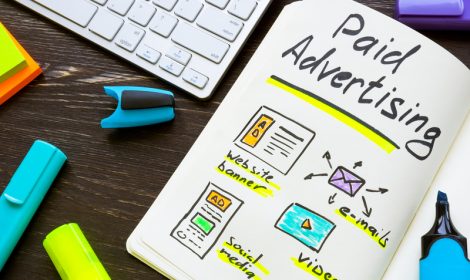 Paid Advertising In Online Marketing Charts On The Notepad.